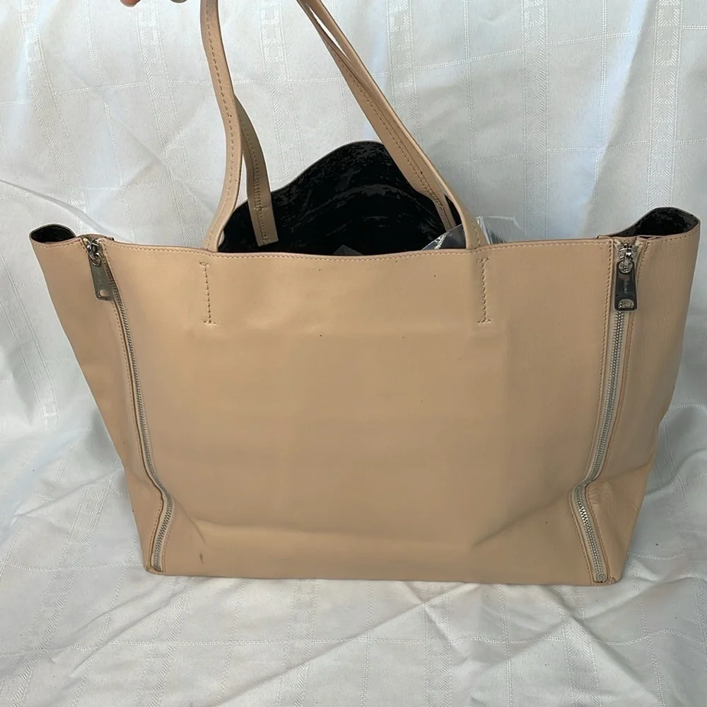 Rare Celine Horizontal Zip Gusset Cabas Tote Bag Large Shopper Beige Leather